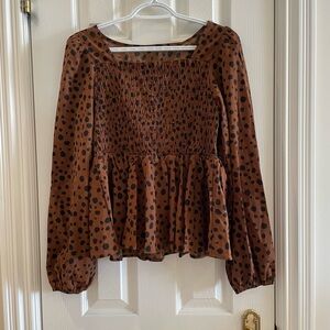 Brown Polka Dot Women's Top